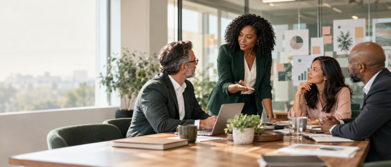 HR Consultant facilitating an executive workforce strategy discussion